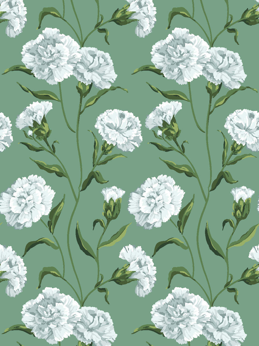 'Townhouse Mural' Wallpaper by Sarah Jessica Parker - Silver on Sage