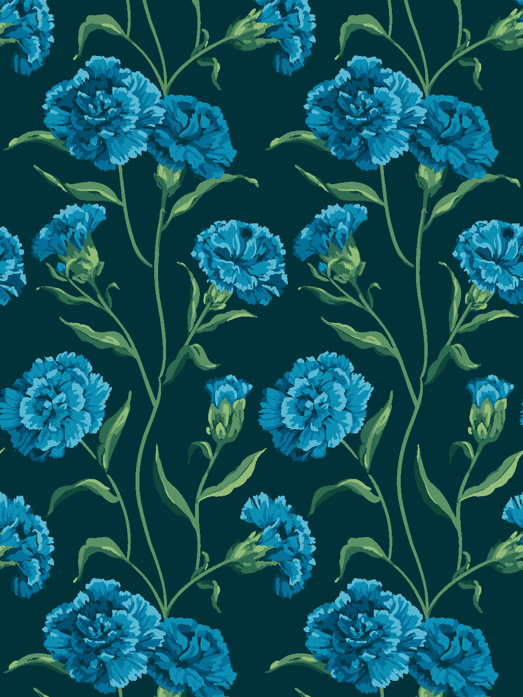 'Townhouse Mural' Wallpaper by Sarah Jessica Parker - Teal on Deep Sea