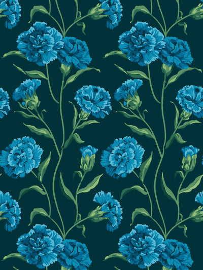 'Townhouse Mural' Wallpaper by Sarah Jessica Parker - Teal on Deep Sea
