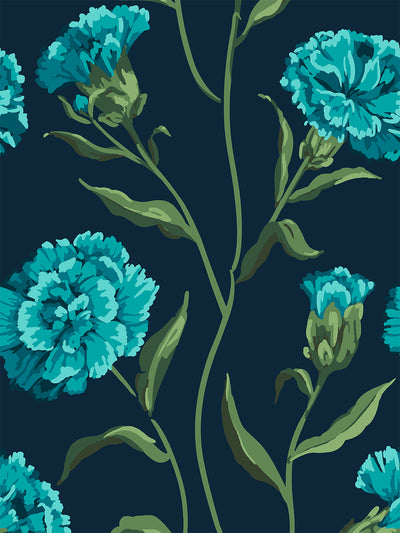 'Townhouse' Wallpaper by Sarah Jessica Parker - Peacock on Deep Navy