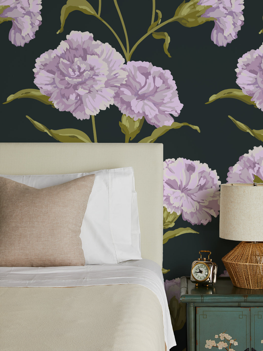 'Townhouse Mural' Wallpaper by Sarah Jessica Parker - Heliotrope on Charcoal