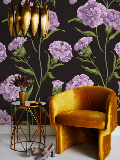 'Townhouse Mural' Wallpaper by Sarah Jessica Parker - Lavender on Almost Black