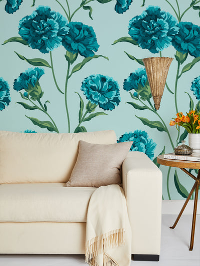 'Townhouse Mural' Wallpaper by Sarah Jessica Parker - Peacock on Sky