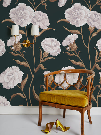 'Townhouse Mural' Wallpaper by Sarah Jessica Parker - Pearl on Deep Navy