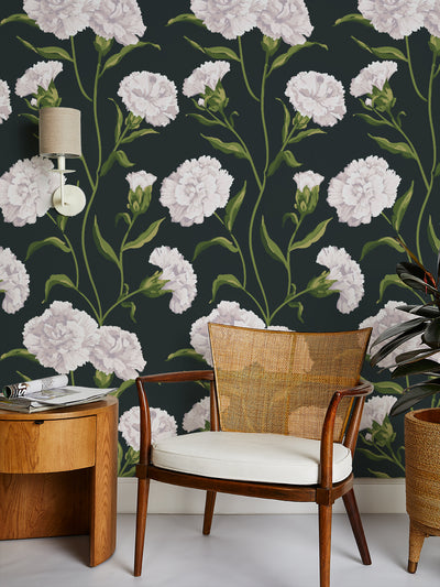 'Townhouse' Wallpaper by Sarah Jessica Parker - Pearl on Charcoal