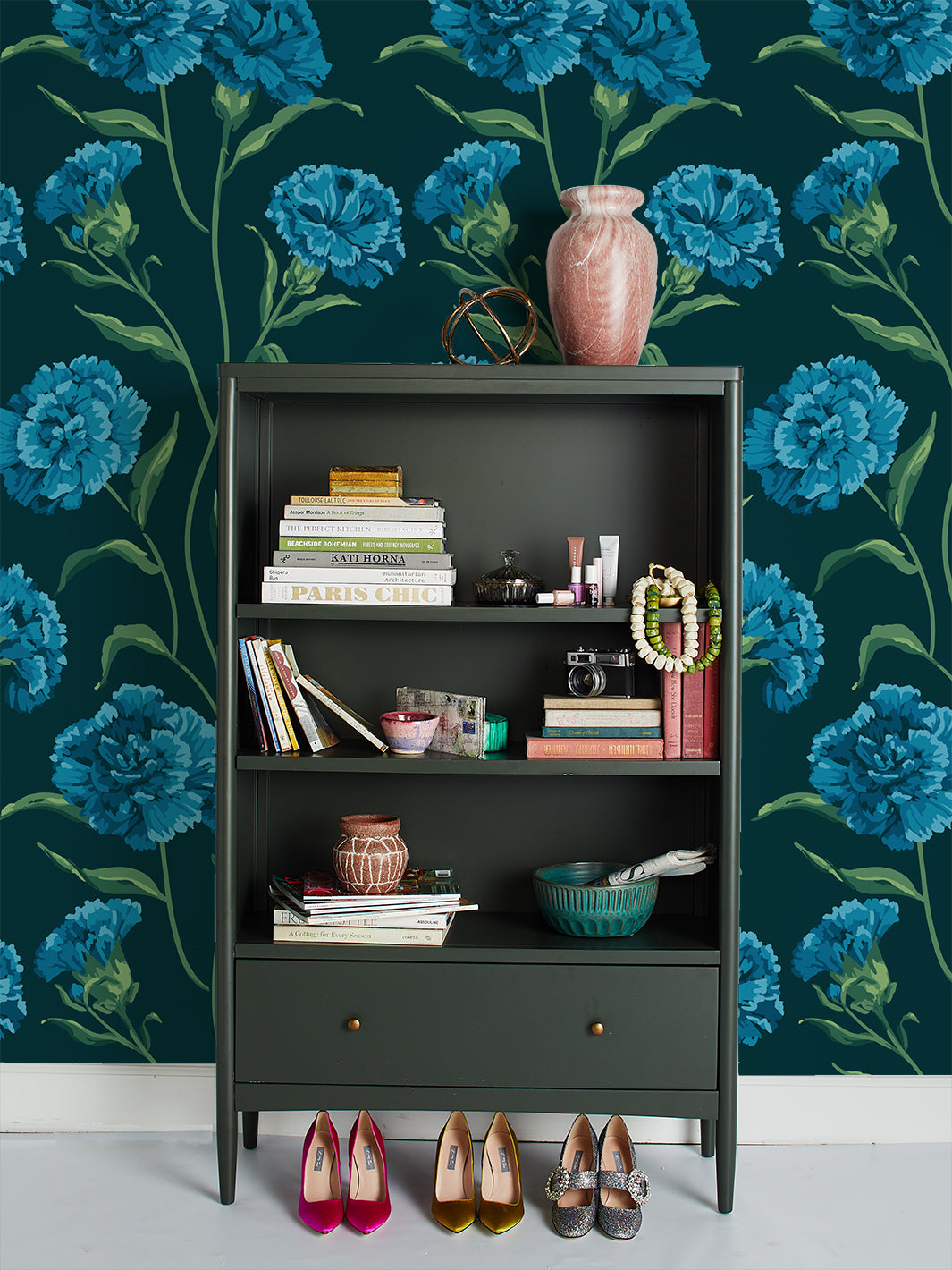 'Townhouse' Wallpaper by Sarah Jessica Parker - Teal on Deep Sea