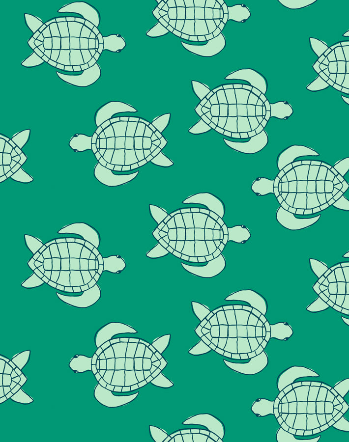 'Trailing Turtles' Wallpaper by Tea Collection - Emerald