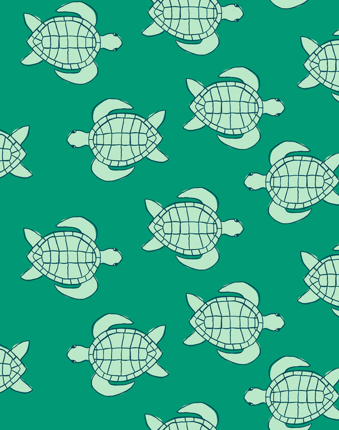 'Trailing Turtles' Wallpaper by Tea Collection - Emerald