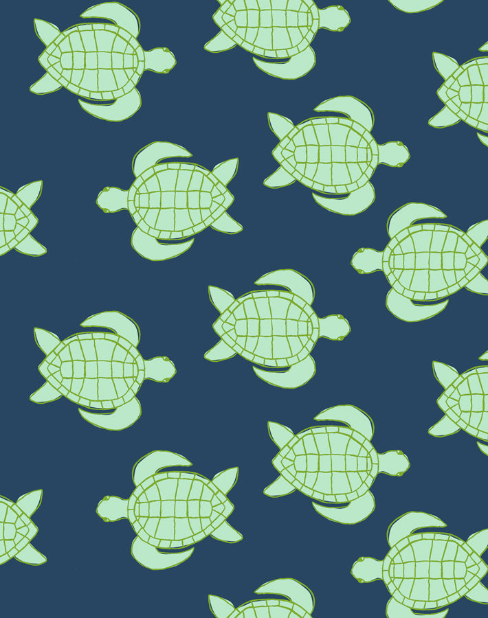 'Trailing Turtles' Wallpaper by Tea Collection - Navy