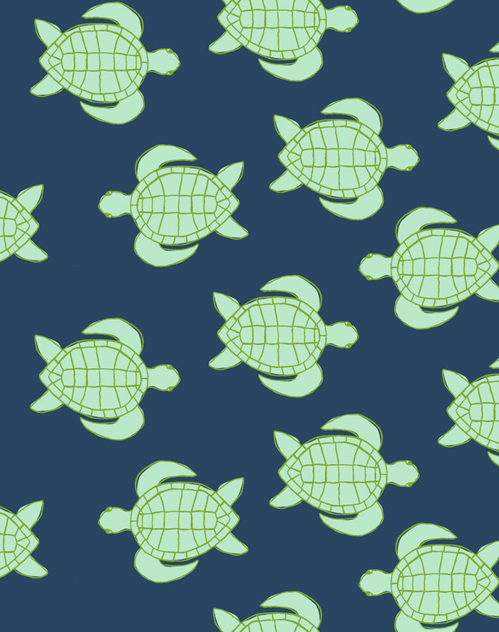 'Trailing Turtles' Wallpaper by Tea Collection - Navy