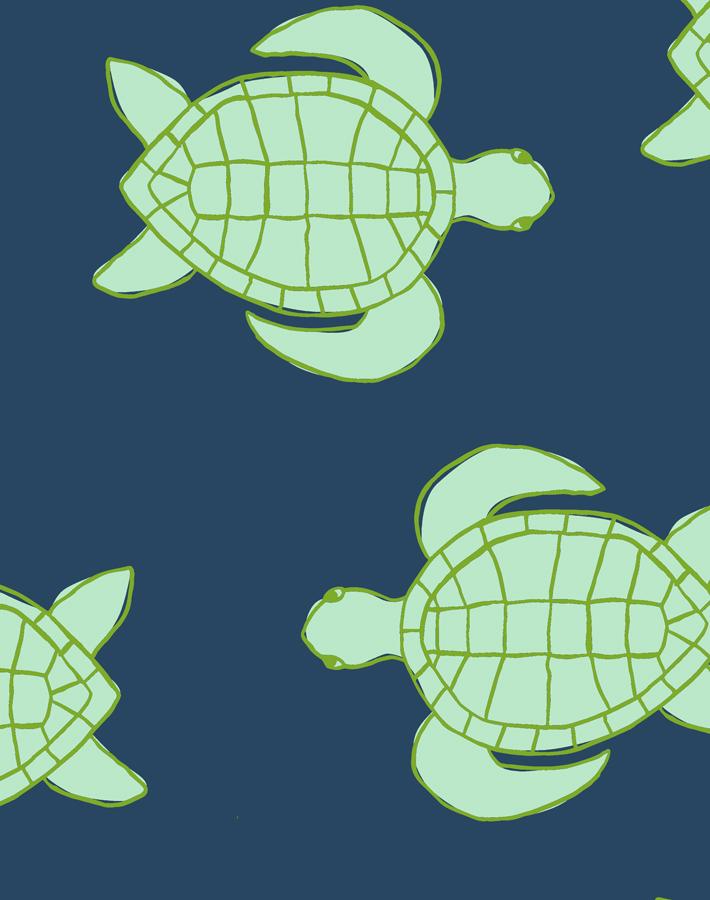 'Trailing Turtles' Wallpaper by Tea Collection - Navy