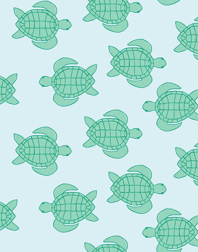 'Trailing Turtles' Wallpaper by Tea Collection - Pale Blue