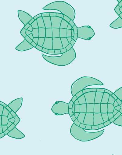 'Trailing Turtles' Wallpaper by Tea Collection - Pale Blue