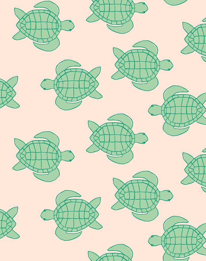 'Trailing Turtles' Wallpaper by Tea Collection - Peach