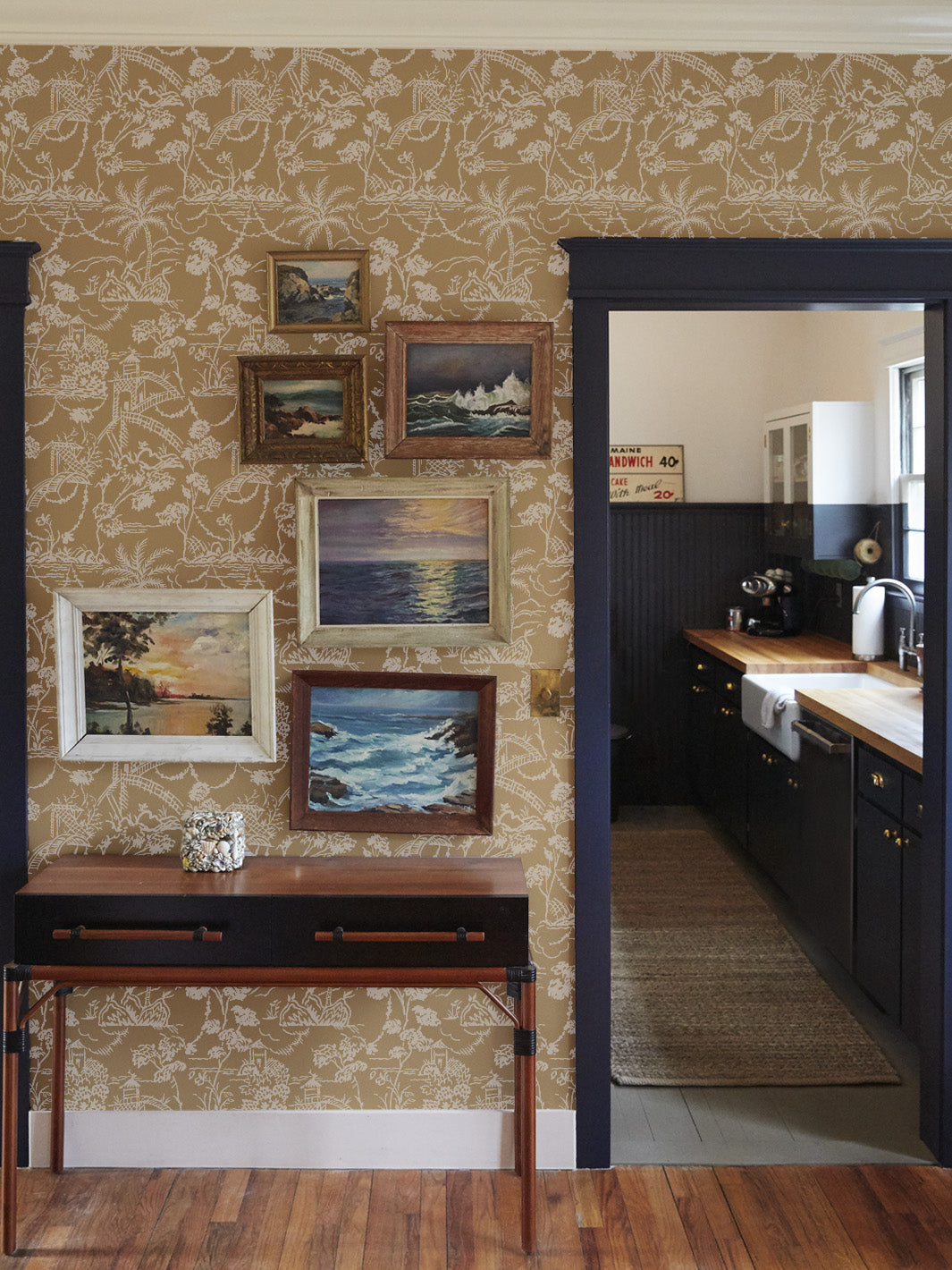 tropical toile kraft wallpaper chris benz white