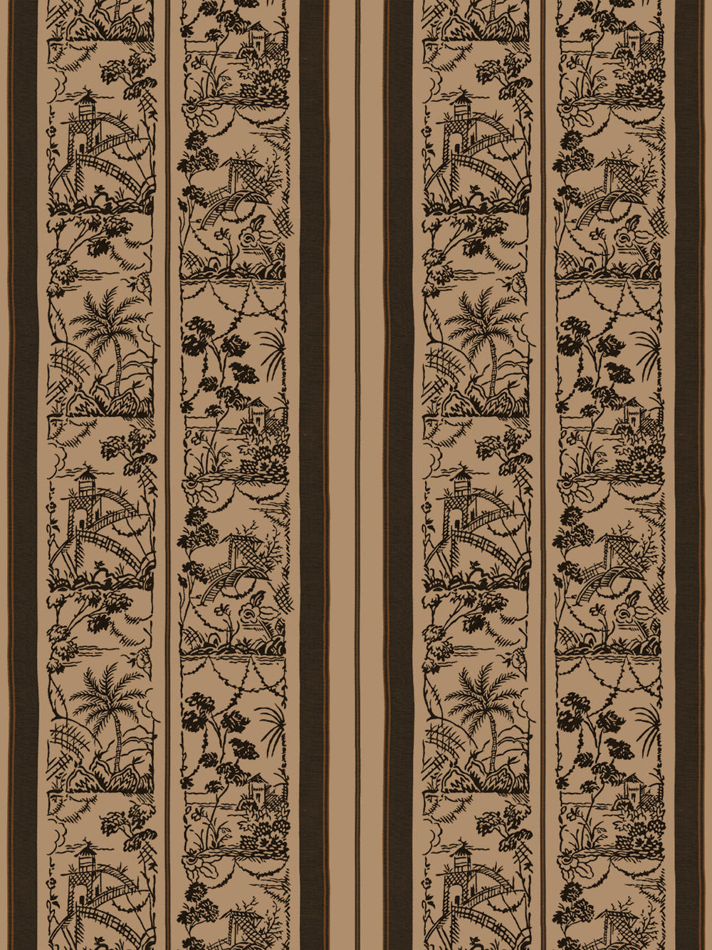 tropical toile stripe kraft wallpaper chris benz black
