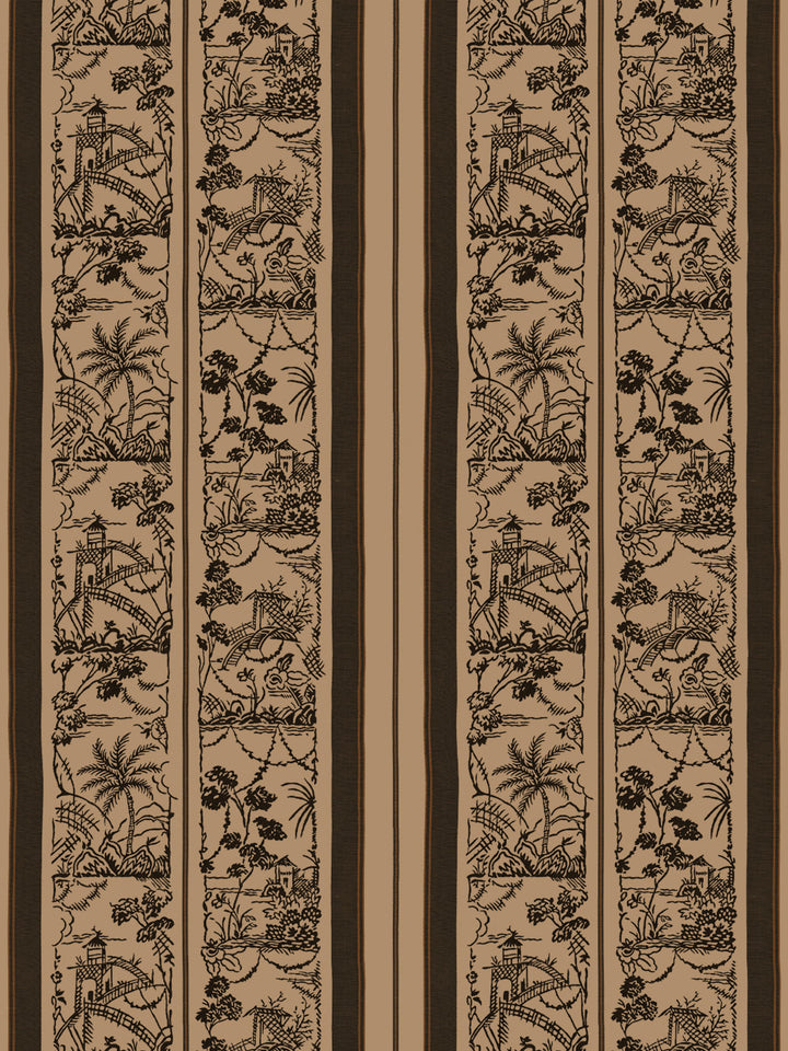 tropical toile stripe kraft wallpaper chris benz black