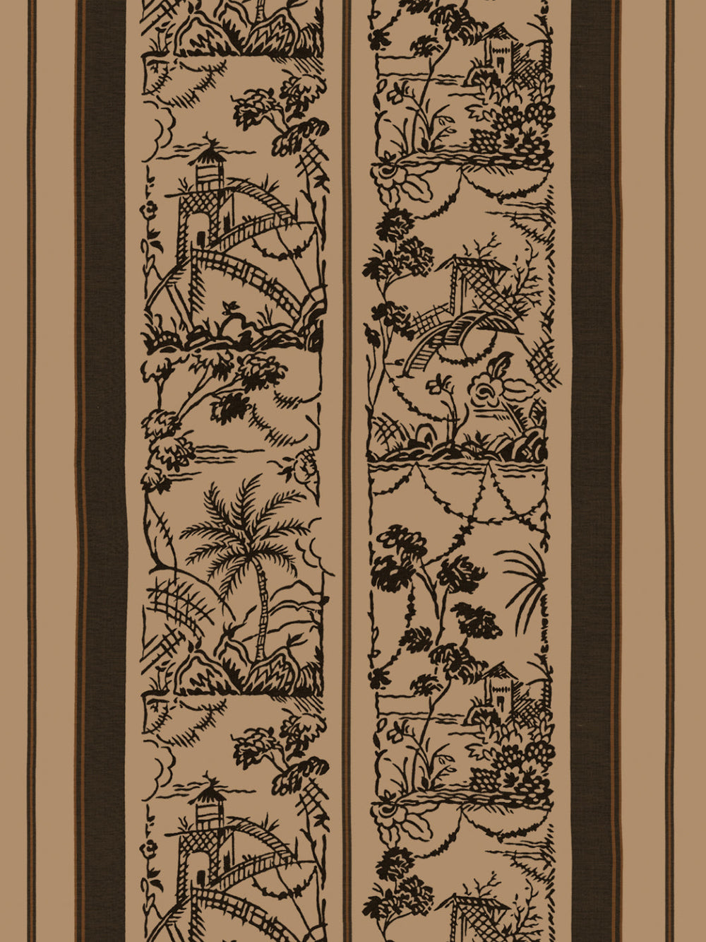 tropical toile stripe kraft wallpaper chris benz black