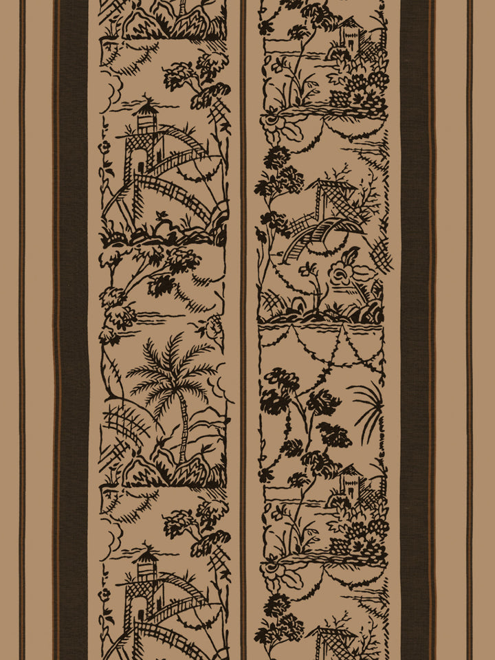 tropical toile stripe kraft wallpaper chris benz black