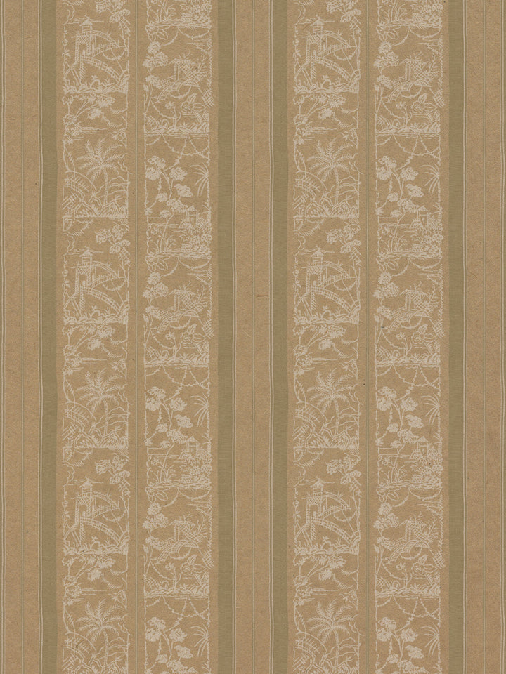 tropical toile stripe kraft wallpaper chris benz khaki white
