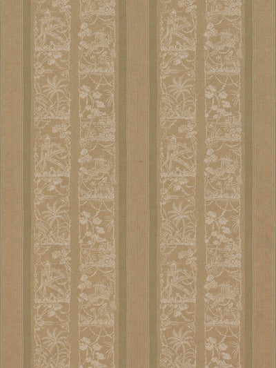 'Tropical Toile Stripe' Kraft Wallpaper by Chris Benz - Khaki White