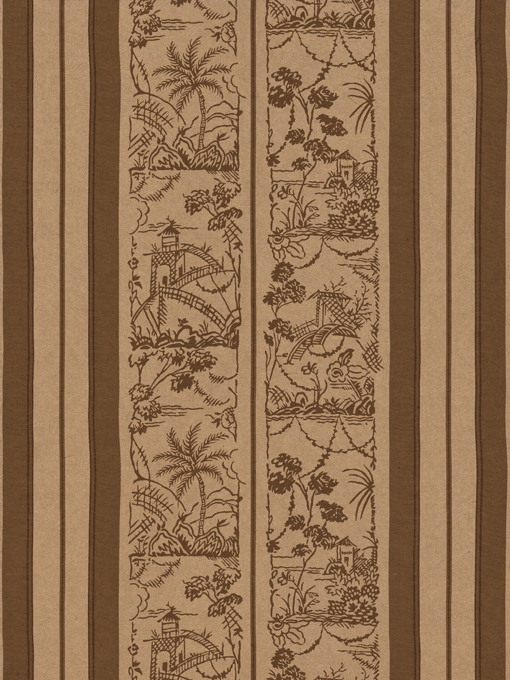 tropical toile stripe kraft wallpaper chris benz leather
