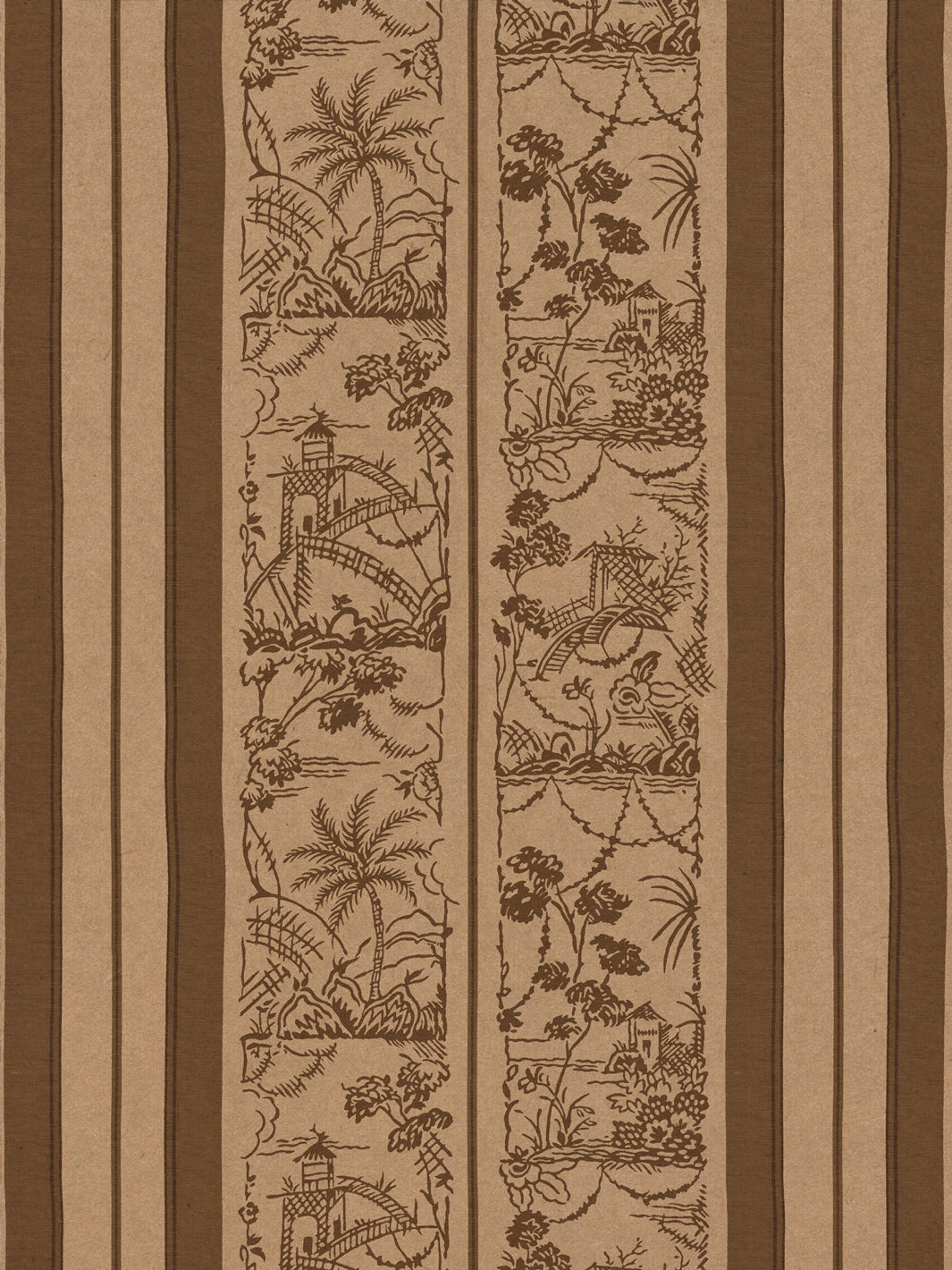 tropical toile stripe kraft wallpaper chris benz leather