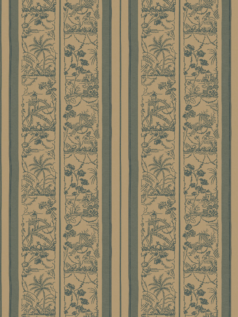 tropical toile stripe kraft wallpaper chris benz marina blue