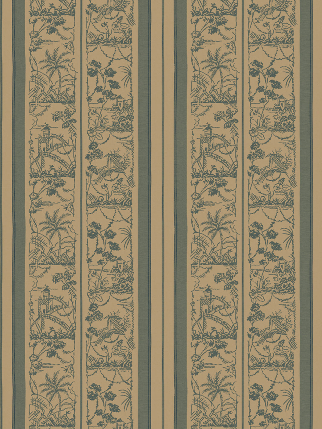 tropical toile stripe kraft wallpaper chris benz marina blue