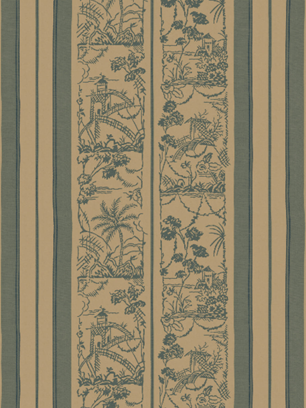 tropical toile stripe kraft wallpaper chris benz marina blue