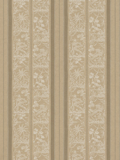 'Tropical Toile Stripe' Kraft Wallpaper by Chris Benz - Neutral