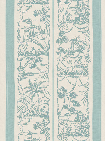 tropical toile stripe tonal wallpaper chris benz aqua