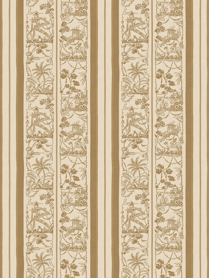 'Tropical Toile Stripe Tonal' Wallpaper by Chris Benz - Leather