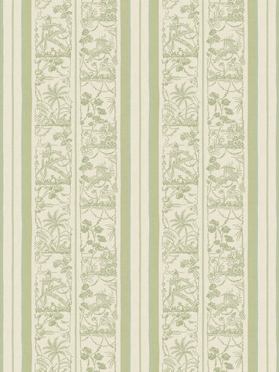 'Tropical Toile Stripe Tonal' Wallpaper by Chris Benz - Lichen