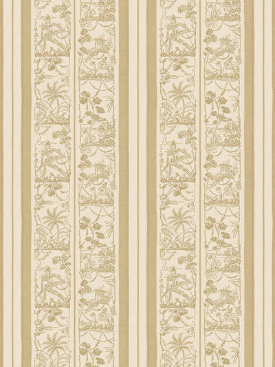 'Tropical Toile Stripe Tonal' Wallpaper by Chris Benz - Tea