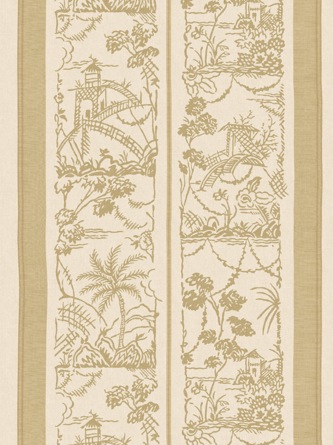 tropical toile stripe tonal wallpaper chris benz tea