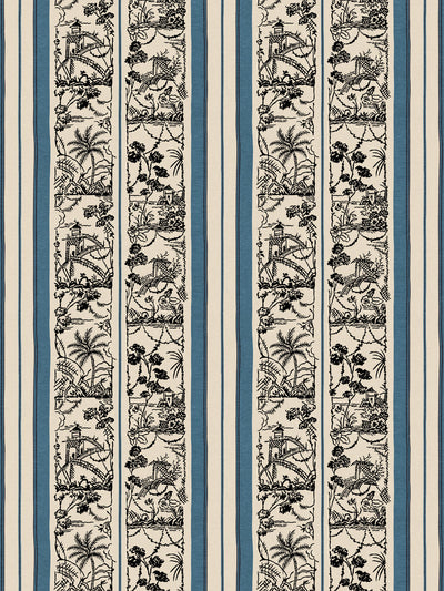 tropical toile stripe wallpaper chris benz blue