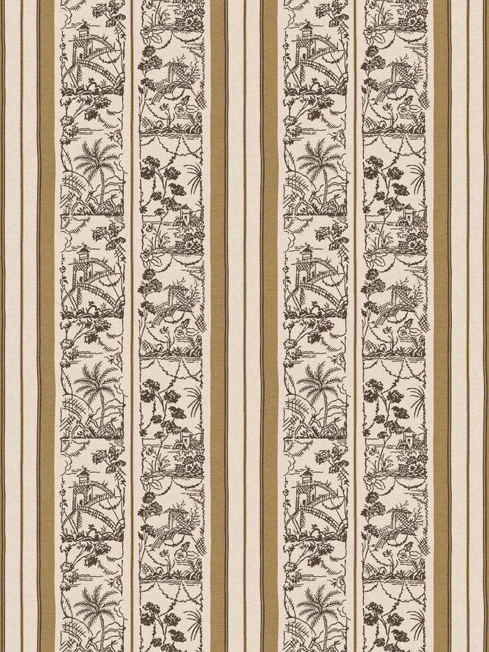 'Tropical Toile Stripe' Wallpaper by Chris Benz - Camel