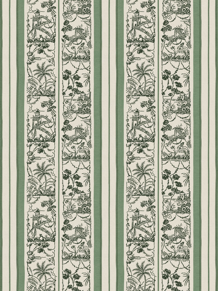 'Tropical Toile Stripe' Wallpaper by Chris Benz - Green