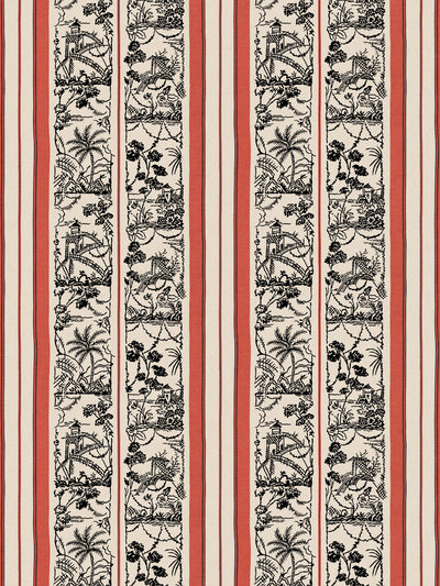 tropical toile stripe wallpaper chris benz red