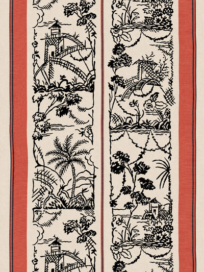tropical toile stripe wallpaper chris benz red