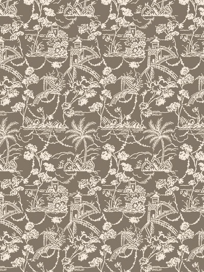 'Tropical Toile' Wallpaper by Chris Benz - Ash