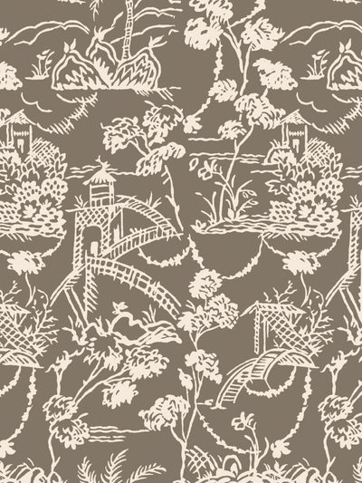 'Tropical Toile' Wallpaper by Chris Benz - Ash