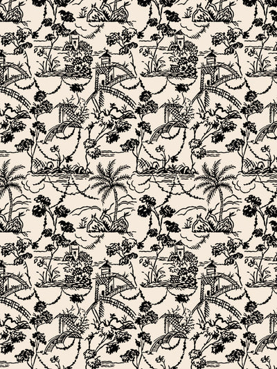 'Tropical Toile' Wallpaper by Chris Benz - Black