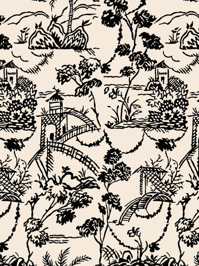 'Tropical Toile' Wallpaper by Chris Benz - Black