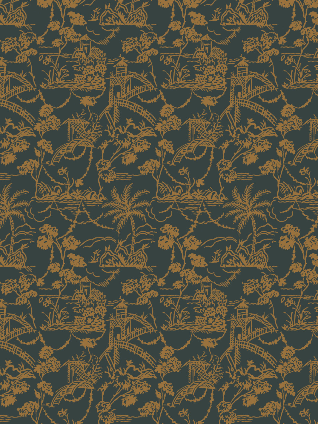 tropical toile wallpaper chris benz charcoal
