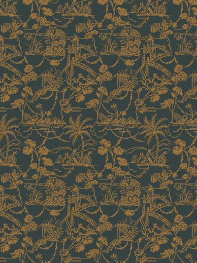 tropical toile wallpaper chris benz charcoal