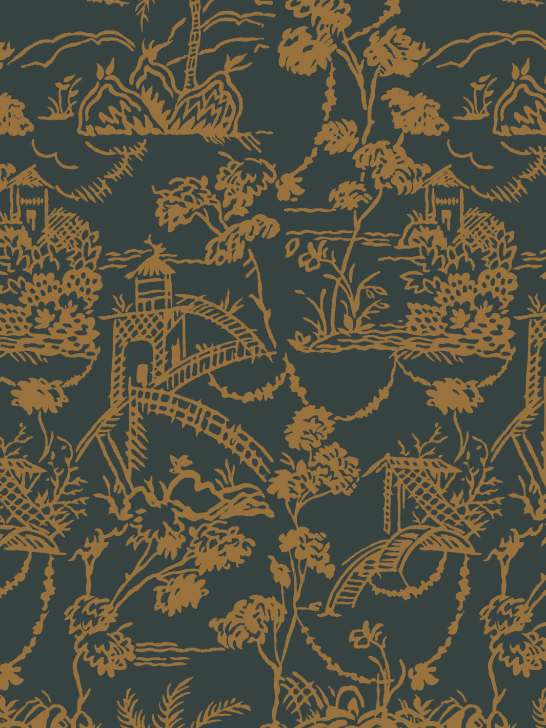 tropical toile wallpaper chris benz charcoal