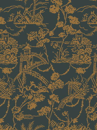 tropical toile wallpaper chris benz charcoal