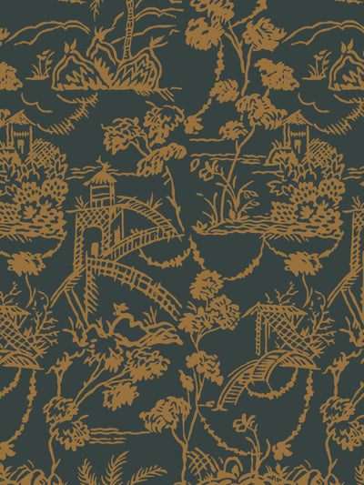 'Tropical Toile' Wallpaper by Chris Benz - Charcoal